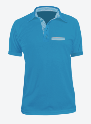 Camiseta Tipo Polo Manga Corta en Tela Lacoste para Hombre Color Azul Turquesa con Bolsillo y Perilla de Rayas