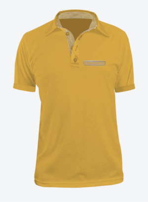 Camiseta Tipo Polo Manga Corta en Tela Lacoste para Hombre Color Amarillo Oro con Bolsillo y Perilla de Rayas
