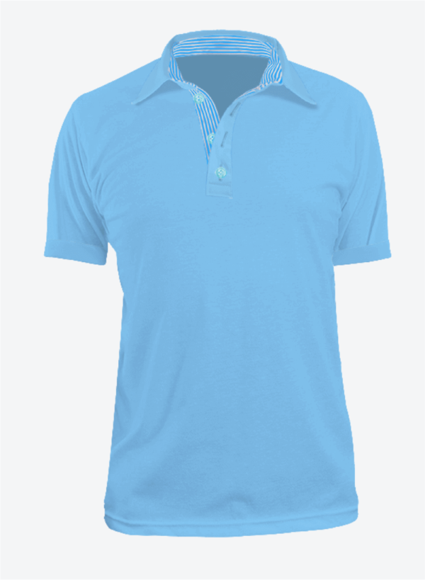 Camiseta Polo Manga Corta en Tela Lacoste para Dama y Hombre Color Azul Celeste con Perilla de Rayas