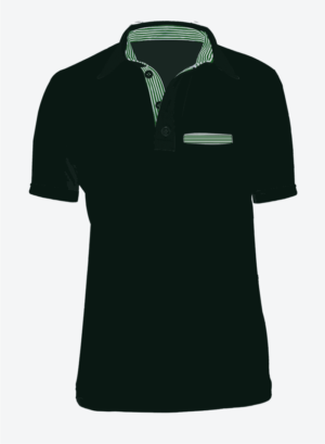 Camiseta Tipo Polo Manga Corta en Tela Lacoste para Hombre Color Negro con Bolsillo y Perilla de Rayas