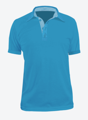 Camiseta Polo Manga Corta en Tela Pólux para Dama y Hombre Color Azul Turquesa con Perilla de Rayas