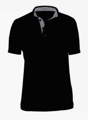 Camiseta Polo Manga Corta en Tela Pólux para Dama y Hombre Color Negro con Perilla de Rayas
