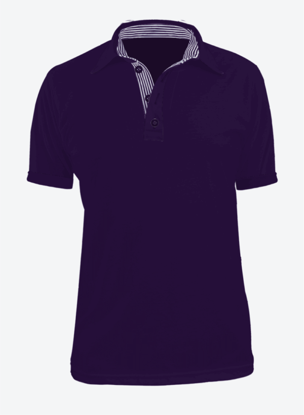 Camiseta Polo Manga Corta en Tela Pólux para Dama y Hombre Color Morado con Perilla de Rayas