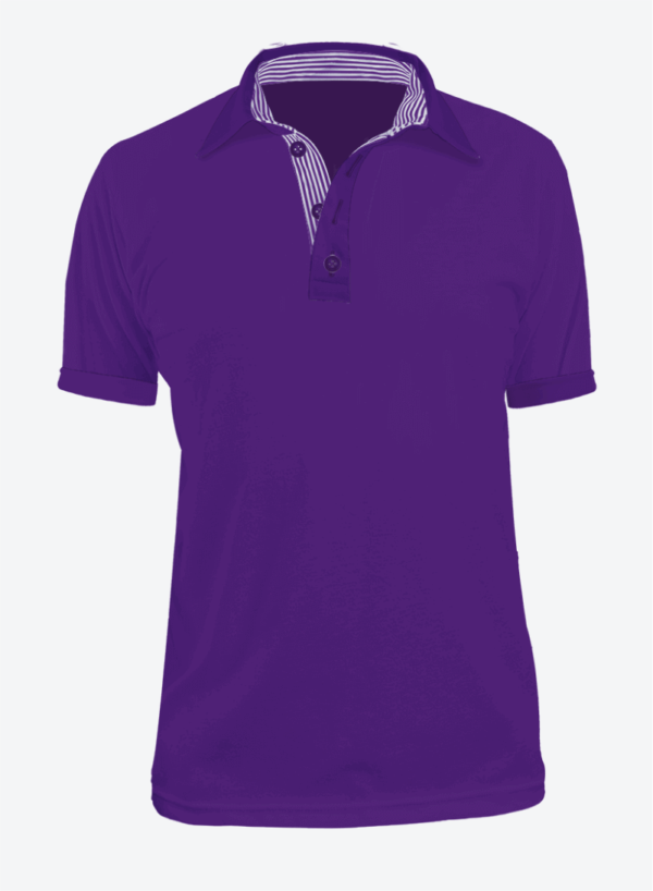 Camiseta Polo Manga Corta en Tela Pólux para Dama y Hombre Color Violeta con Perilla de Rayas