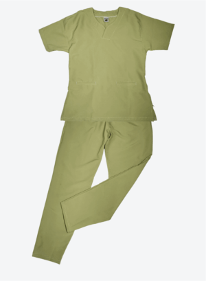 Conjunto Antifluido T-180 Lafayette Verde Militar Manga Corta para Hombre y Mujer con Cuello V - Dama, L-D